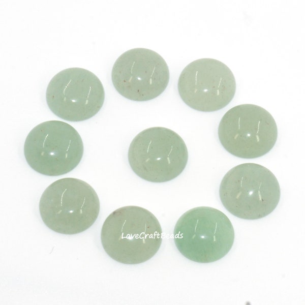 10pcs Natural Green Aventurine Round Gemstone Flatback CAB Cabochon 4mm 6mm 8mm 10mm 12mm 14mm 16mm 18mm 20mm 25mm