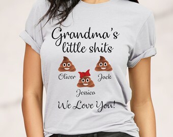 Grandma's Little Shits T-Shirt,Custom Grandma Shirt,Personalized Granny Shirt,New Grandma Gift,Mother's Day Gift For Grandma,Baby Reveal