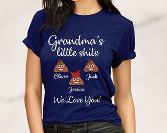 Grandma's Little Shits,Custom Grandma T-Shirt,Personalized Granny Shirt,New Grandma Gift,Mother's Day Gift For Grandma,Baby Announcement