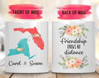 Custom Long Distance Mug,Best Friends Forever Mug,Two State Friend Mug,State To State Mugs,Custom Best Friend Moving Gift,Bestie Going Away