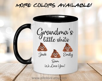Grandma's Little Shits,Funny Customizable Grandma Mug,Christmas Gift For Grandma,Personalized Grandma Mug,New Grandma Gift