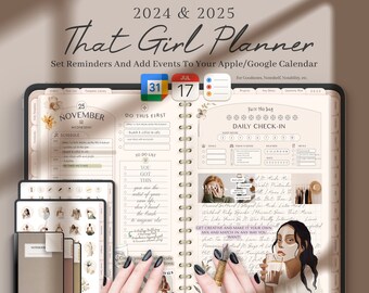 2024 / 2025 The Girl Digital Planner with links to Apple Calendar Google Calendar,  Goodnotes Planner Digital 2024 / 2025 Planner Bundle