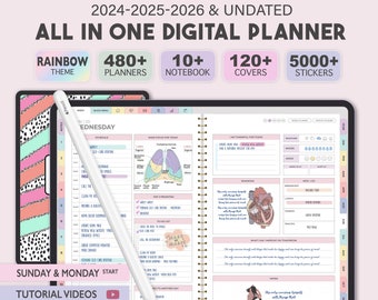 All-in-One Digital Planner 2024, 2025, 2026, Undated Digital Planner, Digital Journal, Digital Goodnotes Planner , Daily Planner