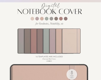 Digital Notebook Covers: Minimalist Design, 8 Colors (For GoodNotes, Notability)