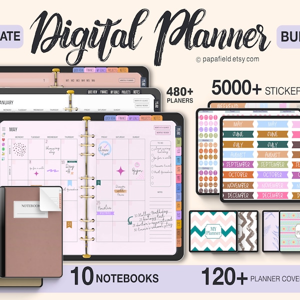 Digitaler Planer, Goodnotes Planer, Digitaler Tagesplaner, iPad Planer, Notability Planer, Datiert Undatierter Digitaler Planer 2024