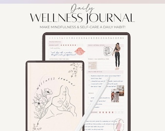 Wellnessdagboek: dagelijkse mindfulness, zelfzorg (digitale download)