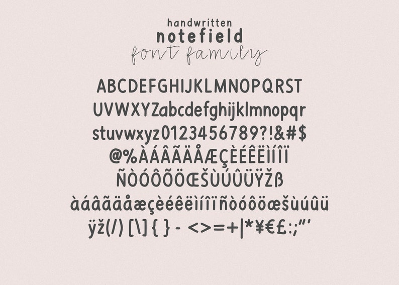 Note field Handwritten font family bundle for digital planning and note-taking, Neat font for study notes, collage notes
