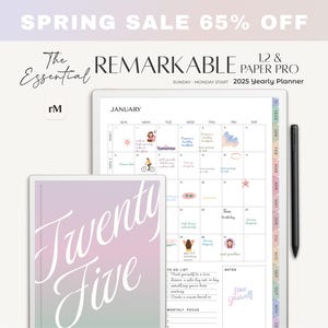 reMarkable Templates 2025 Digital Planner | Hyperlinked Yearly Planner with Daily, Weekly & Monthly Pages
