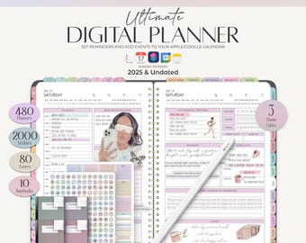 Digital Planner Bundle, 2025 ,2026 Dated & Undated Digital Planner, Goodnotes Planner, Daily Digital Planner, iPad Planner.