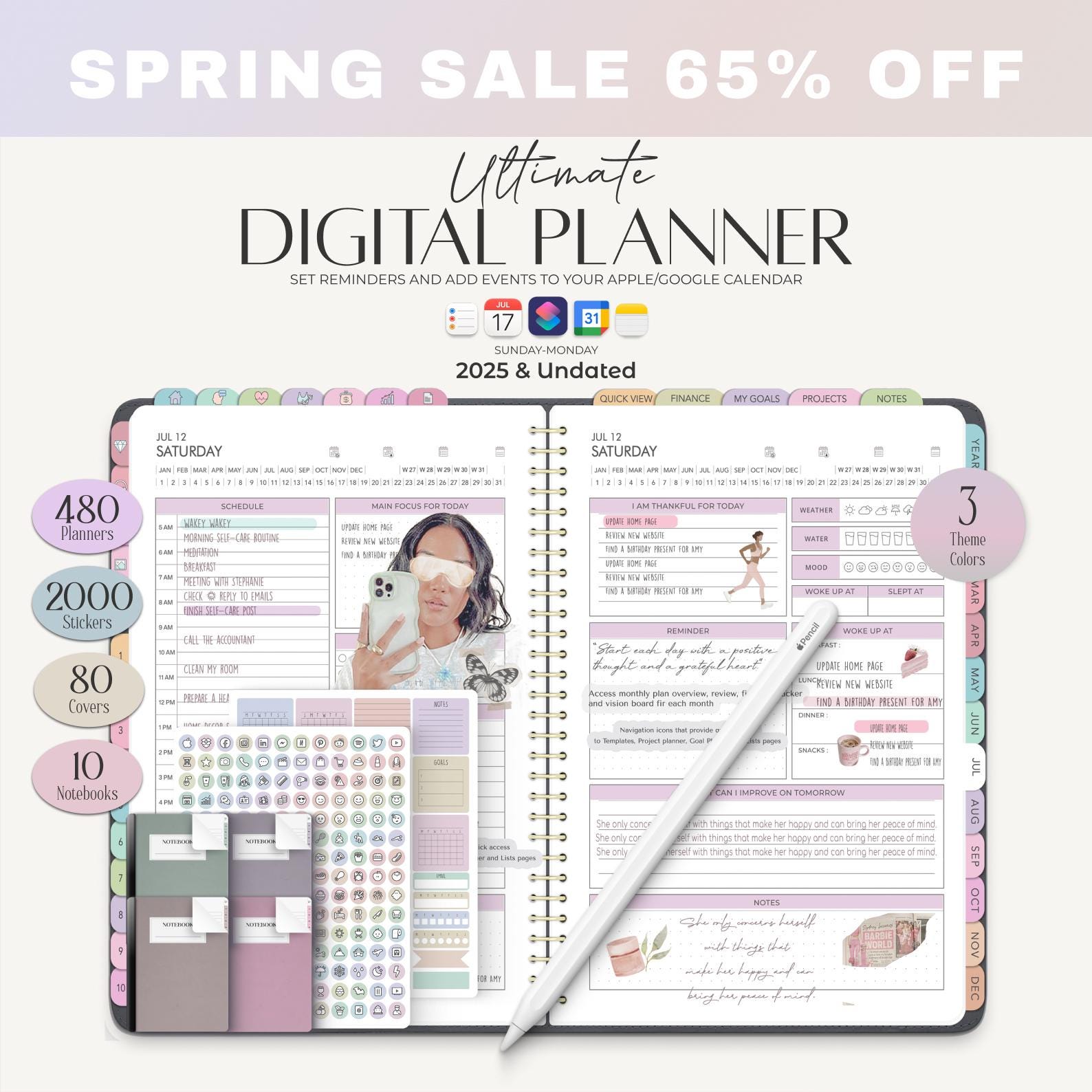 2025 and 2026 Digital Planner Bundle: Goodnotes iPad Planner (Undated version included)
