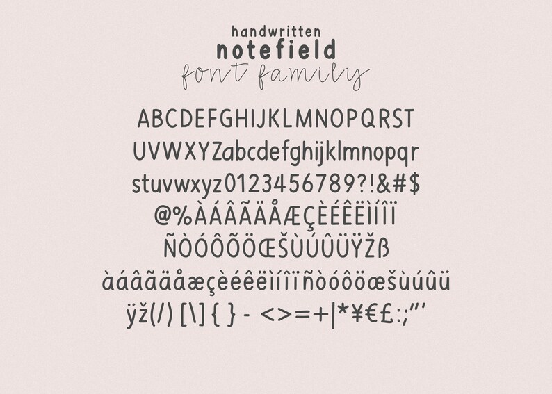 Note field Handwritten font family bundle for digital planning and note-taking, Neat font for study notes, collage notes