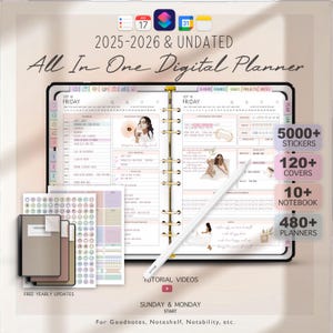 Digital Planner Bundle, 2025 ,2026 Dated  Digital Planner, Goodnotes Planner, Daily Digital Planner, iPad Planner.
