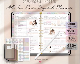 Digital Planner Bundle, 2025 ,2026 Dated  Digital Planner, Goodnotes Planner, Daily Digital Planner, iPad Planner.