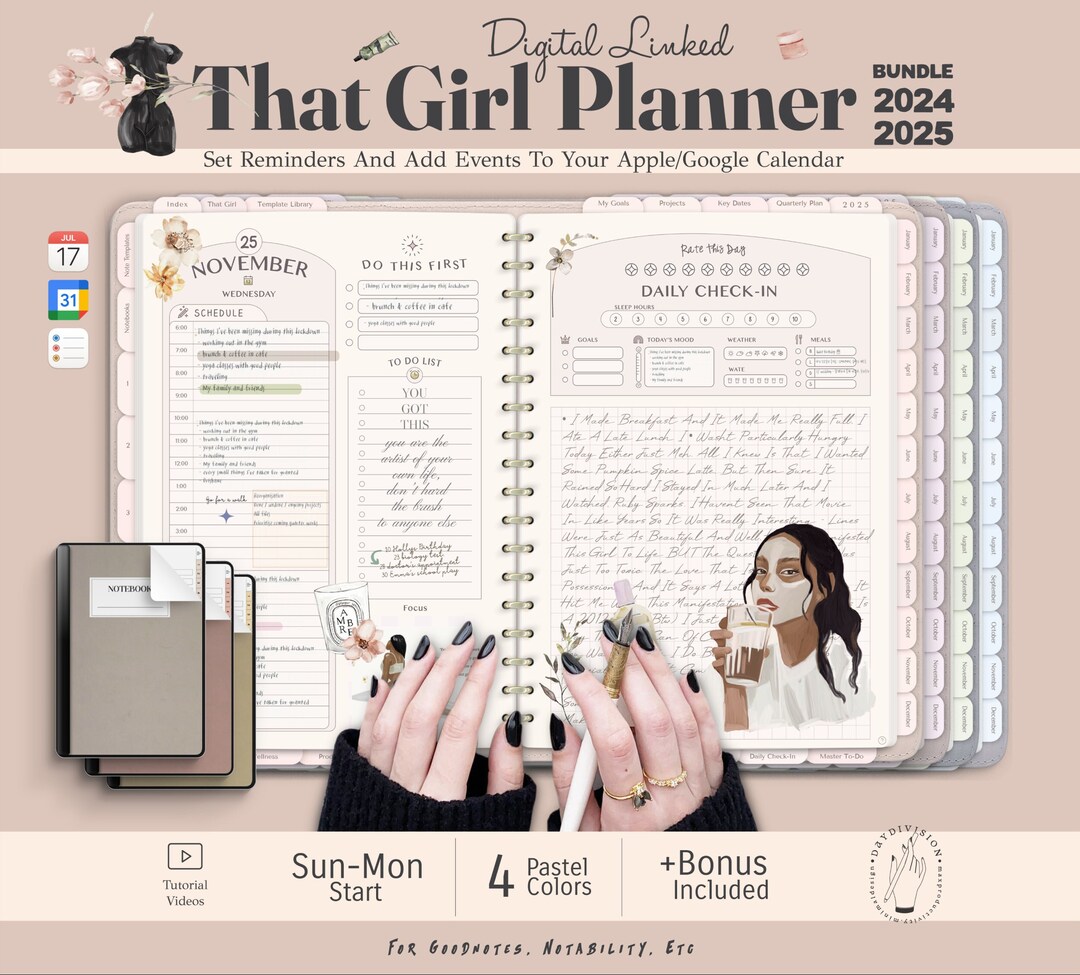 2024 / 2025 Best Digital Planner With Links to Apple Calendar Google