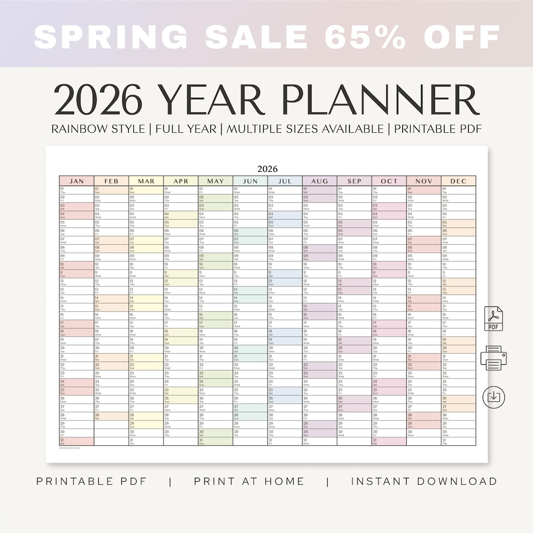 2026 Jahresplaner: Minimalistischer Kalender zum Ausdrucken (PDF) - Etsy.de