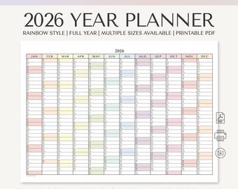 Jaarplanner 2026: minimalistische afdrukbare kalender (pdf)