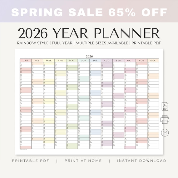 2026 Year-at-a-Glance Planner: Minimalist Printable Calendar (PDF)