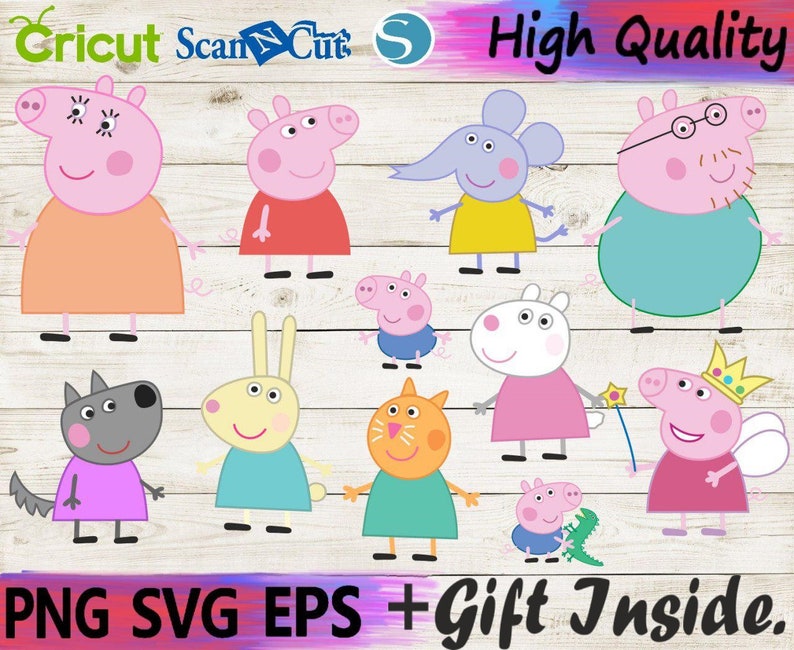 Inspired By Peppa Pig Family Svg Pig Svg Little Pig Svg Instant Download Cameo Silhouette Files For Cricut Mama Pig Digital Download -