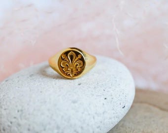 Florentine Lily Ring in 925 Sterling Silver Gold Plated 18K | Renaissance Jewelry | Florence Gift for Women