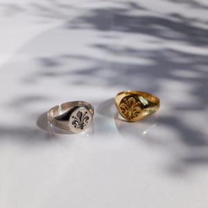 Unisex Sterling Silver 925 Ring with Florentine Lily – Medieval and Renaissance Style, Handmade Jewelry. Unique Gift.