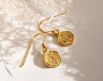 Florentine Fiorino Earrings, Lucky Charm Jewelry from Florence, 925 Sterling Silver 18k Gold Plated, Symbolic Italian Gift for Her