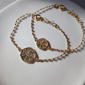 925 Silver / 18Kt Gold Fiorino Bracelet – Renaissance Jewel, Good Luck Amulet, Adjustable, Unique Gift Idea