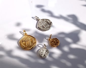 Florence Florin Coin Pendant – Sterling Silver 925 & 18k Gold Plated – Renaissance Italian Jewelry – Handmade in Florence