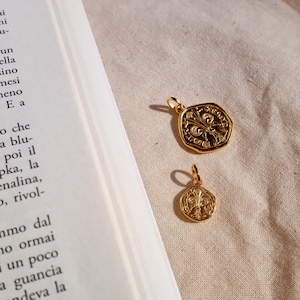 Fiorino-Anhänger aus 925er Silber, vergoldet mit 18 Karat – Unisex-Anhänger mit historischer Münze von Florenz, Symbol für Glück und Eleganz