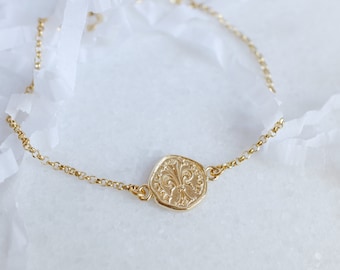 Florentine Fiorino Bracelet in 18Kt Gold-Plated 925 Sterling Silver, Hypoallergenic and Nickel-Free, Gift for Birth, Baptism, or Prosperity