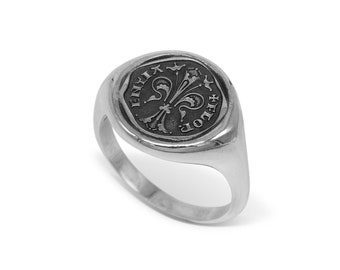 Bague Unisexe Chevalier Signet Fiorino porte-bonheur en Argent 925 Bruni ou Plaqué Or 18kt