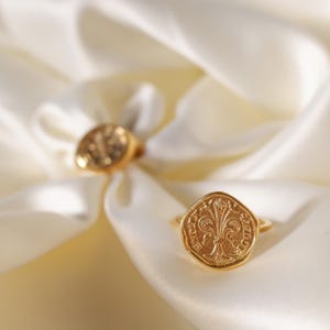 Florin Ring of Florence in Gold-Plated Silver – Ancient Lucky Coin, Thin Ring, Symbol of Prosperity, Handmade Jewelry