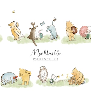 Classic Winnie the Pooh Seamless Pattern | Winnie the Pooh Piglet Eeyore | Winnie the Pooh Surface Pattern | Commercial Use Surface Pattern