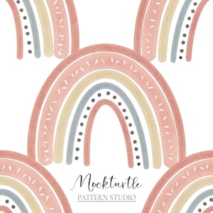 Boho Rainbow Seamless Pattern | Vintage Rainbows | Rainbow Surface Pattern | Commercial Use Surface Pattern