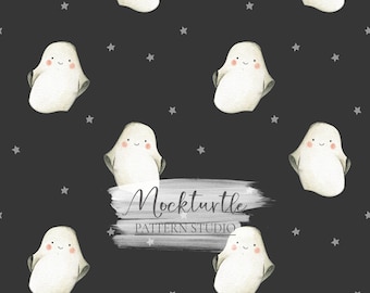 Halloween Ghosts Seamless Pattern | Spooky Surface Pattern | Commercial Use