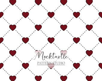 Diamond Red Hearts Pattern | Valentine Hearts | Love Surface Pattern | Commercial Use Surface Pattern