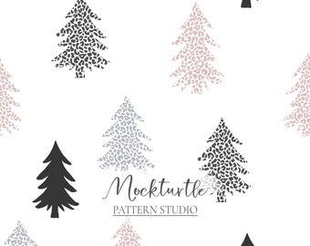 Christmas Tree Seamless Pattern | Christmas Seamless Pattern | Animal Print Christmas Tree Surface Pattern | Commercial Use Surface Pattern