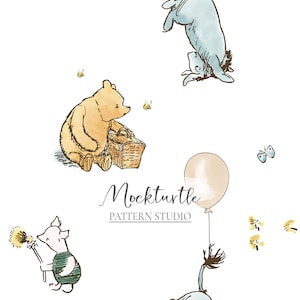 Classic Winnie the Pooh Seamless Pattern | Winnie the Pooh Piglet Eeyore | Winnie the Pooh Surface Pattern | Commercial Use Surface Pattern
