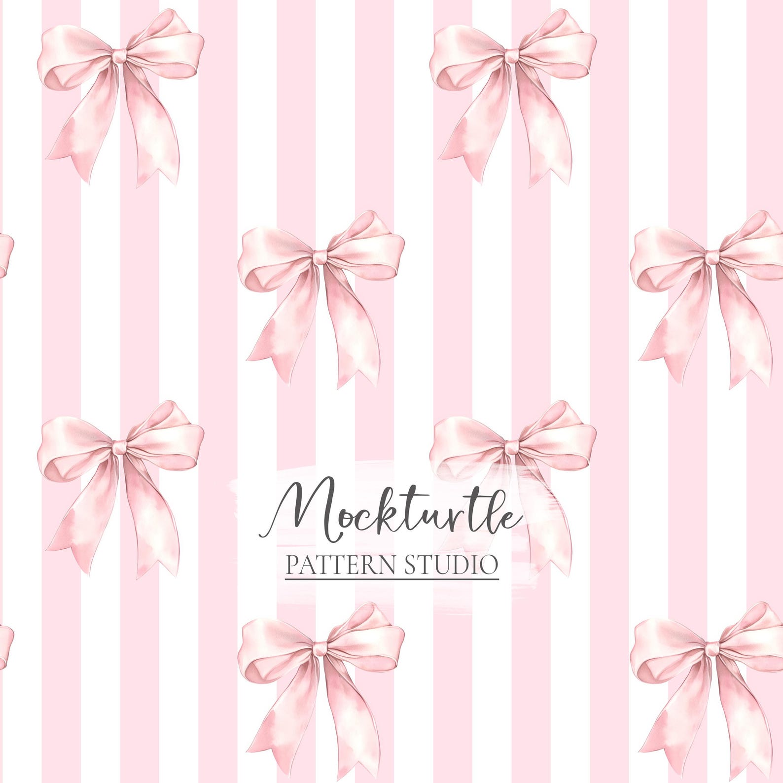 Pink Bow Coquette Stripes Seamless Pattern | Commercial Use Surface ...