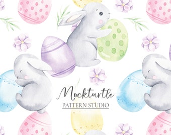 Patrón sin costuras de Pascua / Patrón de conejito de Pascua / Patrón de superficie de huevo de Pascua / Patrones de primavera / Patrón de superficie para uso comercial