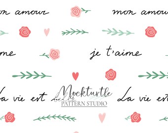 French Love Pattern | Valentine Pattern | Paris Pattern | French | Love Surface Pattern | Commercial Use Surface Pattern