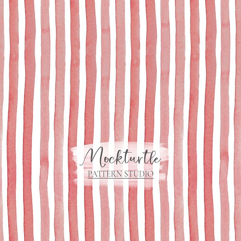 Red Watercolour Wide Stripe Pattern | Striped Design | Commercial Use ...