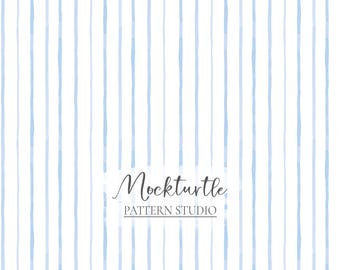 Blue Watercolour Stripe Pattern | Pastel Striped Design | Commercial Use Surface Pattern
