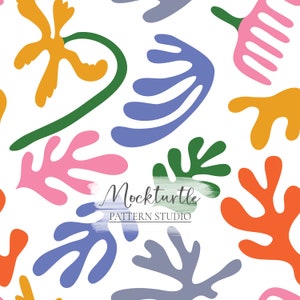 Matisse Style Seamless Pattern | Bold Pattern | Simple Pattern | Matisse Collection | Paper Cutouts Pattern | Commercial Use Surface Pattern