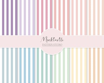 Pastel Stripe Pattern | Summer Stripes | Striped Surface Pattern | Set of 12 | Commercial Use