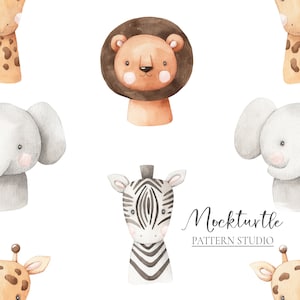 Safari Animals Seamless Pattern | Wild Animal Pattern | Nursery Surface Pattern | Commercial Use Surface Pattern