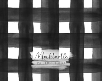 Black Gingham Seamless Pattern | Autumn Halloween Plaid | Gothic Fall Collection | Commercial Use Surface Pattern