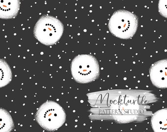 Snowman Seamless Pattern | Christmas Seamless Pattern | Marshmallow Surface Pattern | Snowman Commercial Use Surface Pattern