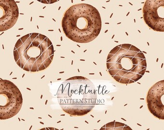Chocolate donut Seamless Pattern | Chocolate Doughnut Pattern | Dessert Surface Pattern | Food Pattern | Commercial Use Surface Pattern