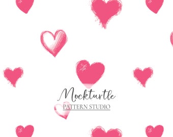 Pink Hearts Pattern | Scribble Hearts | Valentine Doodle Hearts | Love Hearts Surface Pattern | Commercial Use Surface Pattern