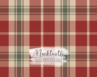 Red Green Christmas Tartan Seamless Pattern | Winter Christmas Plaid | Holiday Collection | Commercial Use